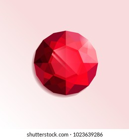 Vector illustration of ruby jewel on white background