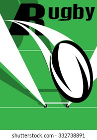 Vector illustration of a rugby ball going over the goal posts