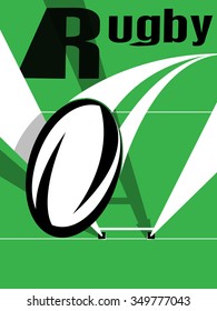 Vector illustration of a rugby ball going over the goal posts