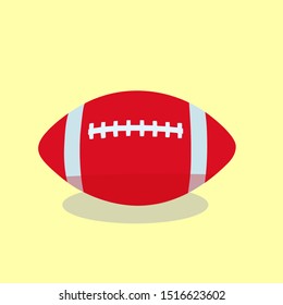 Vector illustration of a rugby ball with shadow and highlight. Isolated on yellow background 