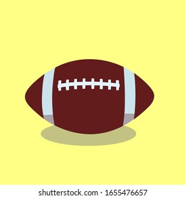 Vector illustration of a rugby ball with shadow and highlight. Isolated on yellow background 