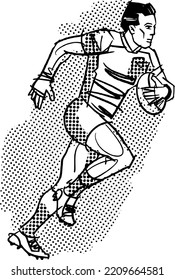 vector illustration of the rugby football player kicking ball