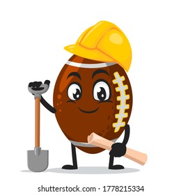 Vector illustration of rugby mascot or character wearing builder costume