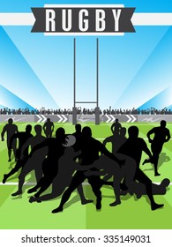 Vector illustration of rugby match