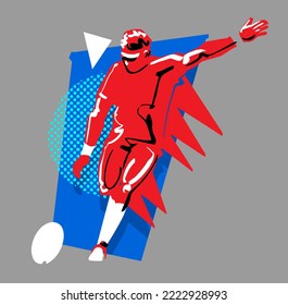 vector illustration rugby player in action