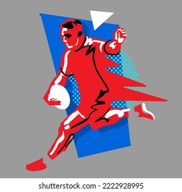 vector illustration rugby player in action