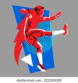 vector illustration rugby player in action