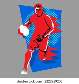 vector illustration rugby player in action