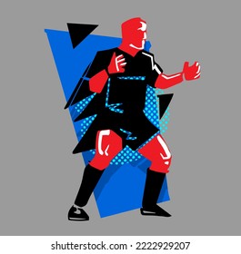 vector illustration rugby player in action