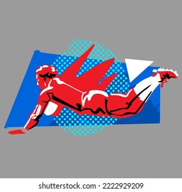 vector illustration rugby player in action