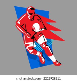 vector illustration rugby player in action