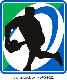 vector illustration of rugby player passing ball