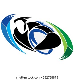 Vector illustration of rugby player running with ball