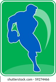 vector illustration of a rugby player running passing ball