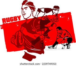 vector illustration of a rugby players