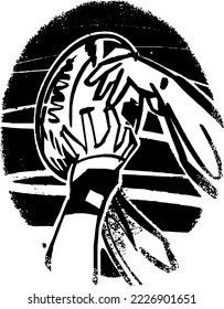 vector illustration of the rugby players hands with rugby ball