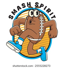 Vector Illustration of Rugby's Ball Mascot with Retro Mascot Illustration Available for Logo Badge