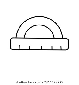 Vector illustration of ruler in doodle style. Isolated on white background
