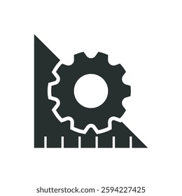 Vector illustration of ruler and gear icon design. Maintenance checked line icon vector design illustration. 