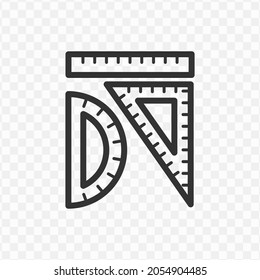 Vector illustration of ruler icon in dark color and transparent background(png).
