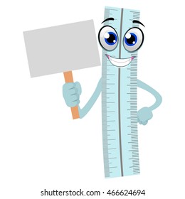 Vector Illustration of Ruler Mascot holding a Placard