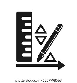 Vector illustration, ruler and pencil icon.  Measurement and design. 