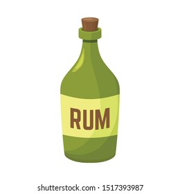 Vector Illustration Of Rum And Bottle Sign. Graphic Of Rum And Alcohol Stock Symbol For Web.