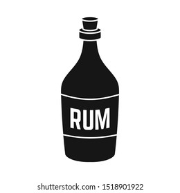 Vector illustration of rum and bottle sign. Graphic of rum and alcohol vector icon for stock.