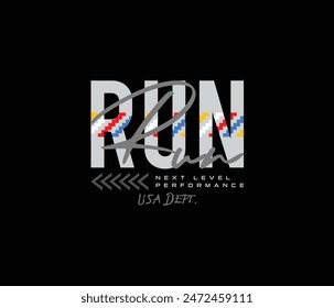 Vektorillustration Run Schnelleres T-Shirt Grafik- und Bekleidungsdesign für Drucke und andere Anwendungen
