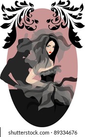 vector illustration of runaway bride