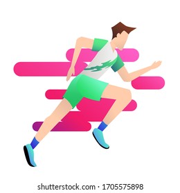 Vector illustration of runner in action. Sport concept