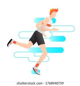 Vector illustration of runner in action. Sport concept