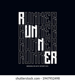 Vector illustration  of runner . Vintage design. Sport typography, t-shirt graphics, poster, print, run, banner, flyer, postcard
