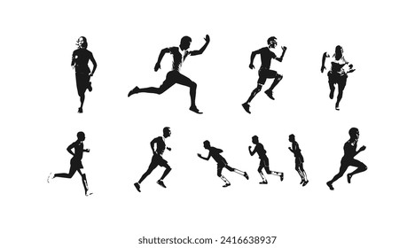 vector illustration of running athlete silhouette