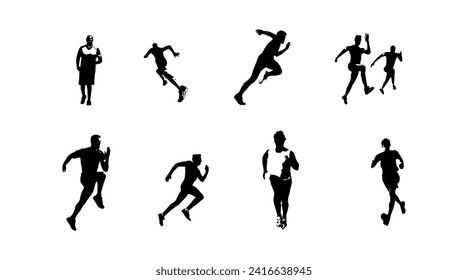 vector illustration of running athlete silhouette