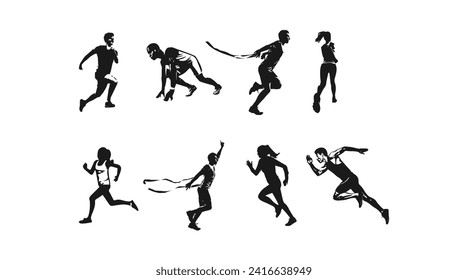ilustración vectorial de la silueta atleta en ejecución