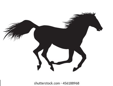 Vector illustration of running black horse