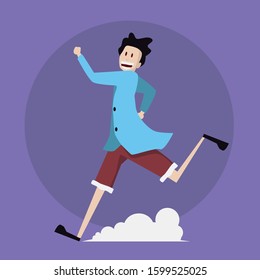 Vector Illustration, Running boy, with smile on his face