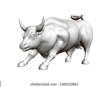 Vector illustration of a running bull. 3D. Polygonal figurine of a running bull. Vector illustration