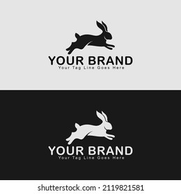 vector illustration of running bunny rabbit logo simple design, silhouette can be used branding identity