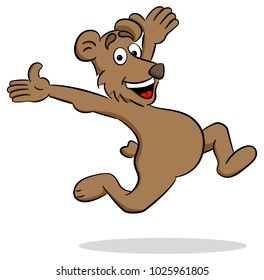 vector illustration of a running cartoon bear