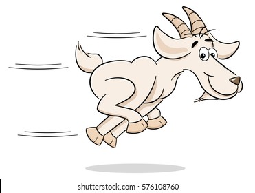 vector illustration of a running cartoon goat