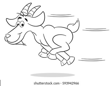 vector illustration of a running cartoon goat