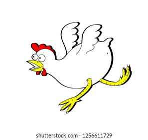 Vector illustration of  a running chicken