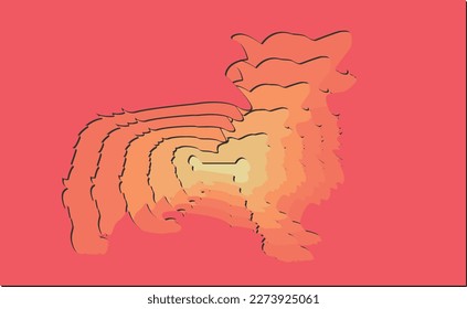 Vector illustration of a running corgi in paper cut style. Vector concept for a poster. Corgi puppy in abstract style.
