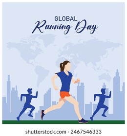 Ilustración vectorial Running Day, Plantilla editable posterior al Anuncio