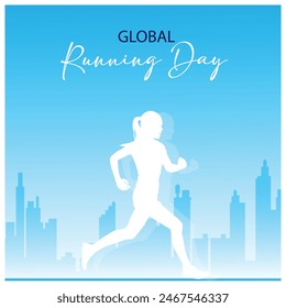 Vector illustration Running Day, post banner editable template