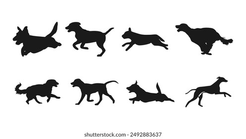 vector illustration of running dog silhouette