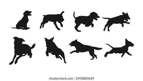 vector illustration of running dog silhouette