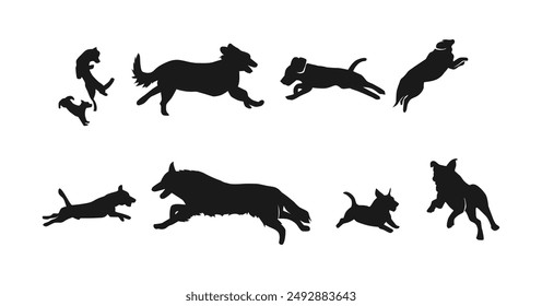 vector illustration of running dog silhouette